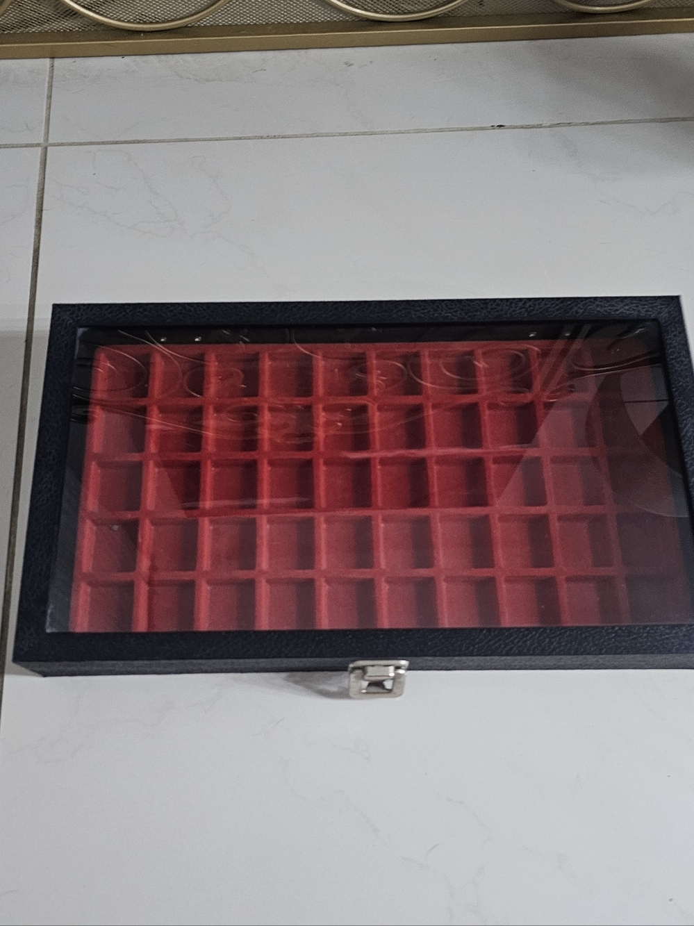 LARGE Charms Jewerly Display Case  Box with Red Velvet Compartments